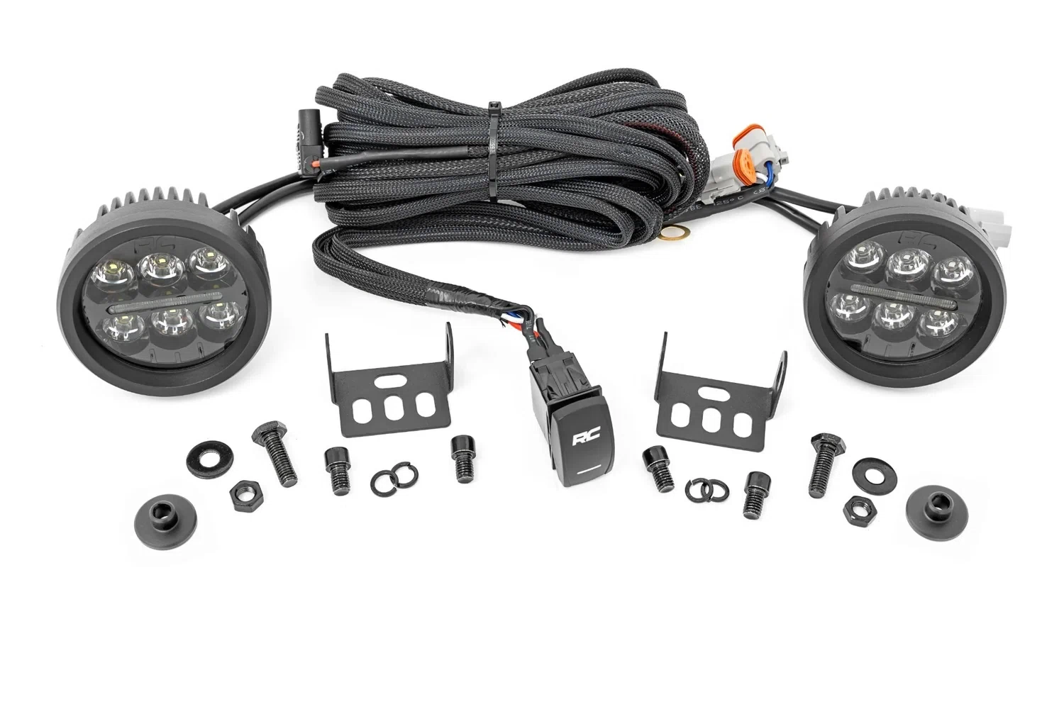 Fits Ford Bronco(21-24) LED Light Ditch Mount 3.5_ Black Round Pair DRL 71078